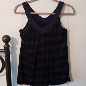 Navy and Black Stripped V neck Tank size large